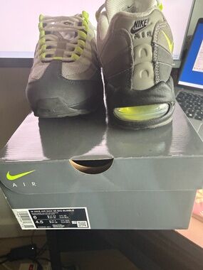 Nike Kids Air Max 95 Sneakers in Gray and Neon Yellow